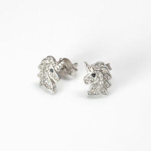 925-ös finomságú ezüst fülbevaló cirkónia kövekkel, ródiumozott, stekkeres,