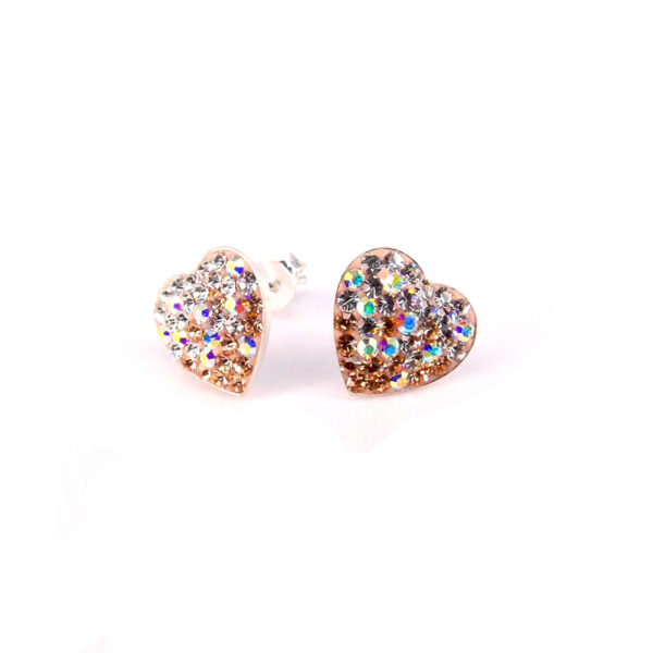 Ezüst fülbevaló - Színjátszó és Rosegold - 12 mm