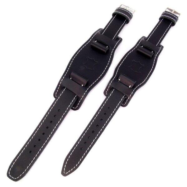Bőr pilóta óraszíj – 16,18,20,22 mm - Fekete