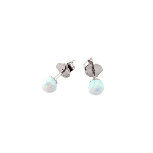 Ezüst fülbevaló - Fehér Opál - 4 mm