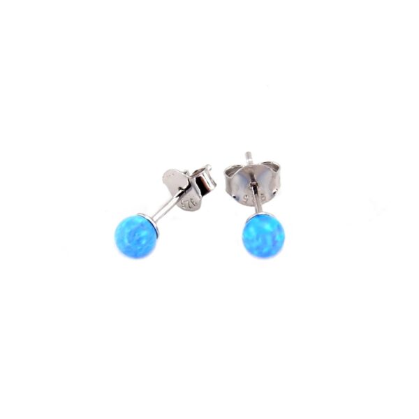 Ezüst fülbevaló - Kék Opál - 4 mm