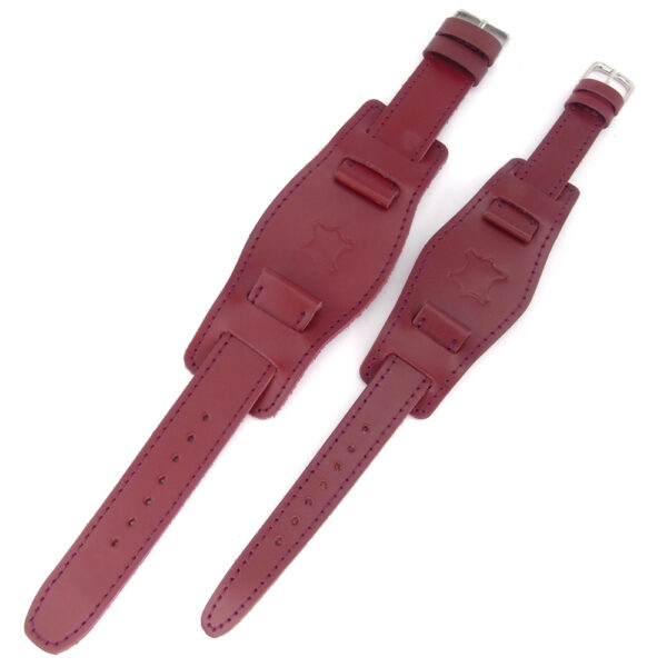 Bőr pilóta óraszíj - Sötét Bordó - 16, 20, 22 mm