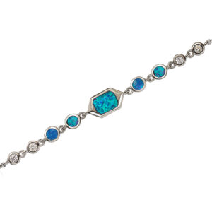 Ezüst karkötő - Kék Opál