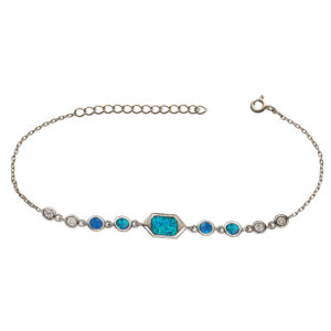 Ezüst karkötő - Kék Opál