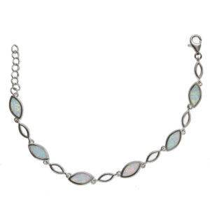 Ezüst karkötő - Fehér Opál