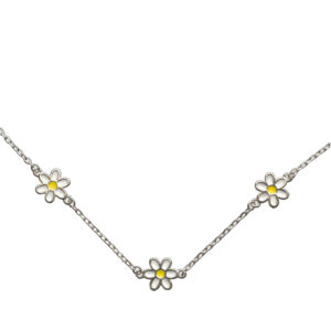 Ezüst Gyerek nyaklánc – Fehér virágmintás