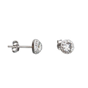Ezüst fülbevaló – Fehér – 4 mm – Lencse