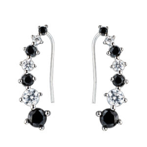 Ezüst fülcimpa fülbevaló - Fekete kövekkel