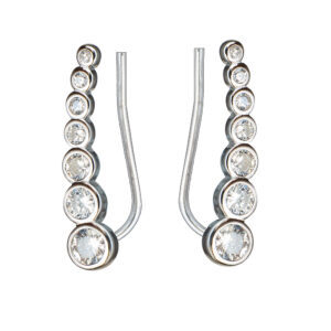 Ezüst fülcimpa fülbevaló - Button foglalat