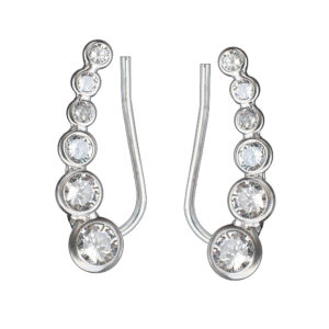 Ezüst fülcimpa fülbevaló - Button foglalat