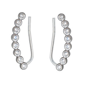 Ezüst fülcimpa fülbevaló - Button foglalat