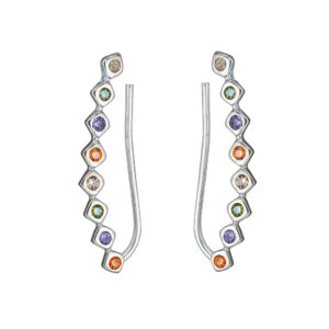 Ezüst fülcimpa fülbevaló - Színes kövekkel