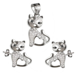 Ezüst ékszer szett - Cica