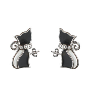 Eüst fülbevaló - Fekete cica