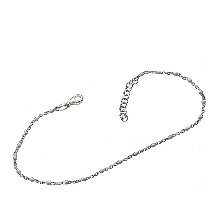 925-ös finomságú ezüst női bokalánc, fehér kövekkel