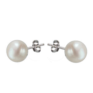 925-ös finomságú, ezüst tenyésztett gyöngy fülbevaló, ródiumozott,