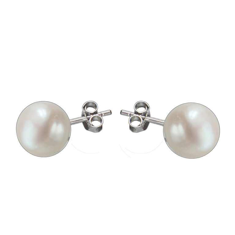 925-ös finomságú, ezüst tenyésztett gyöngy fülbevaló, ródiumozott,