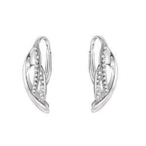 925-ös finomságú ezüst fülbevaló fehér cirkónia kövekkel,