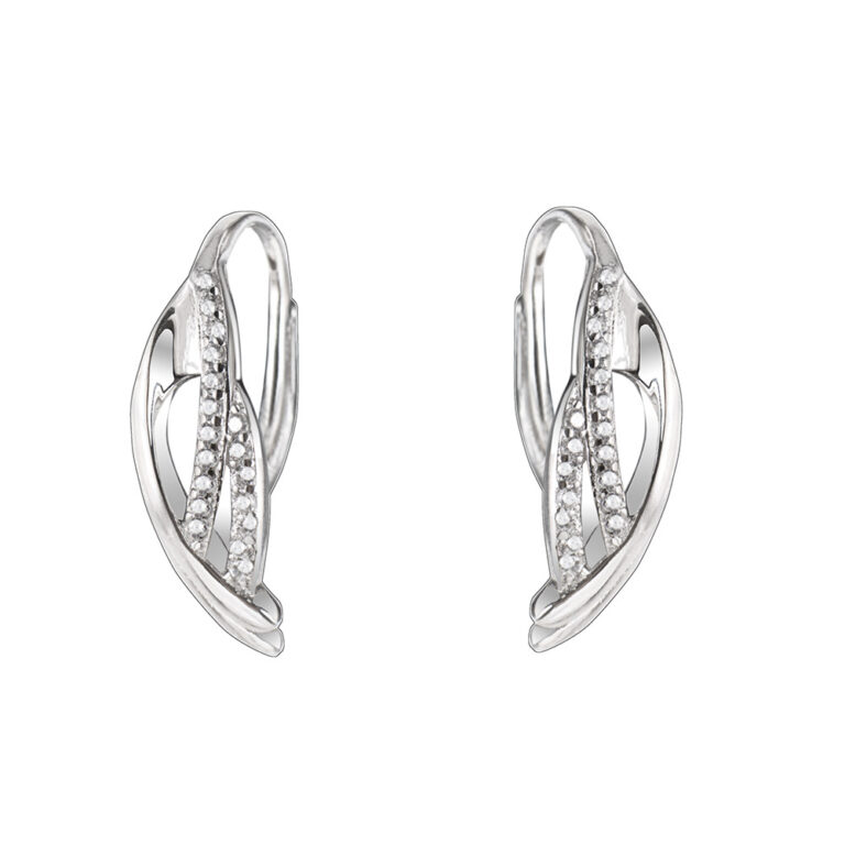 925-ös finomságú ezüst fülbevaló fehér cirkónia kövekkel,