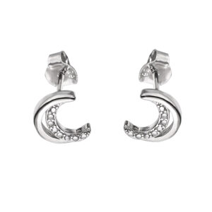 925-ös finomságú, ezüst fülbevaló, fehér csillogó cirkónia kövekkel,