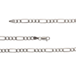 925-ös finomságú ezüst női vagy férfi nyaklánc, figaro minta, üreges szemekkel,