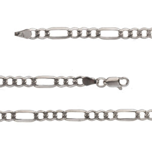 925-ös finomságú ezüst férfi nyaklánc, figaro minta, üreges szemekkel,