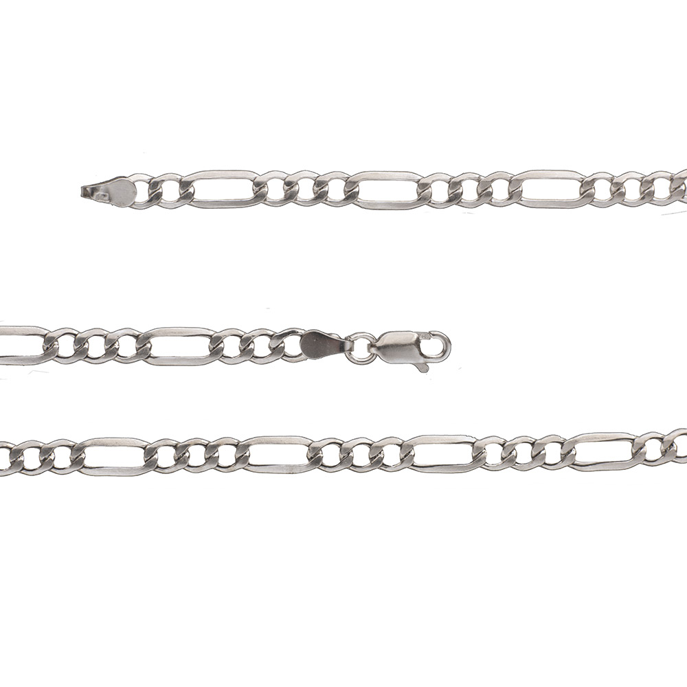 Ezüst nyaklánc – Figaro – 60 cm – 4,5 mm 1 925-ös finomságú ezüst női vagy férfi nyaklánc, figaro minta, üreges szemekkel,