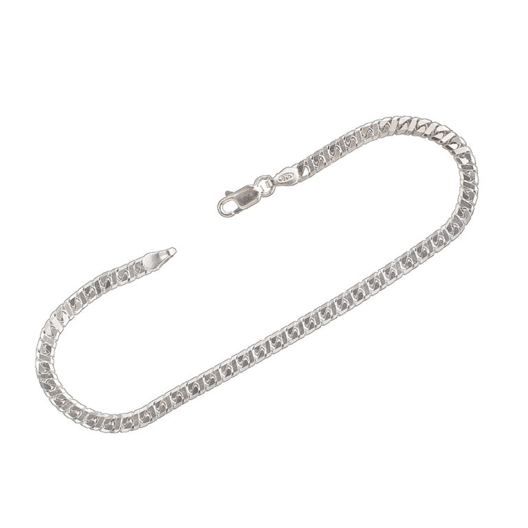 925-ös finomságú ezüst férfi karkötő, dollár minta, ródiumozott,