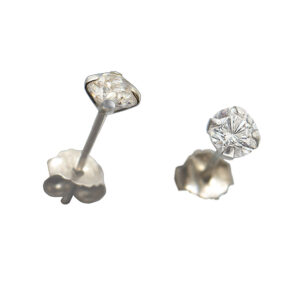 Ezüst fülbevaló - Fehér cirkónia kővel - 7 mm