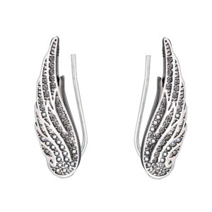 925-ös finomságú ezüst fülcimpa fülbevaló, angyalszárny, akasztós kivitelezés