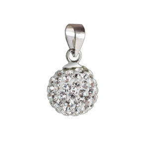 925-ös finomságú, ezüst medál fehér színű sw. kövekkel (gömb alakú),