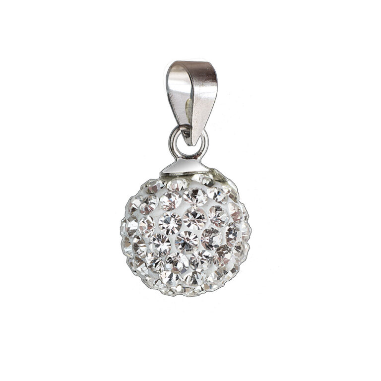925-ös finomságú, ezüst medál fehér színű sw. kövekkel (gömb alakú),
