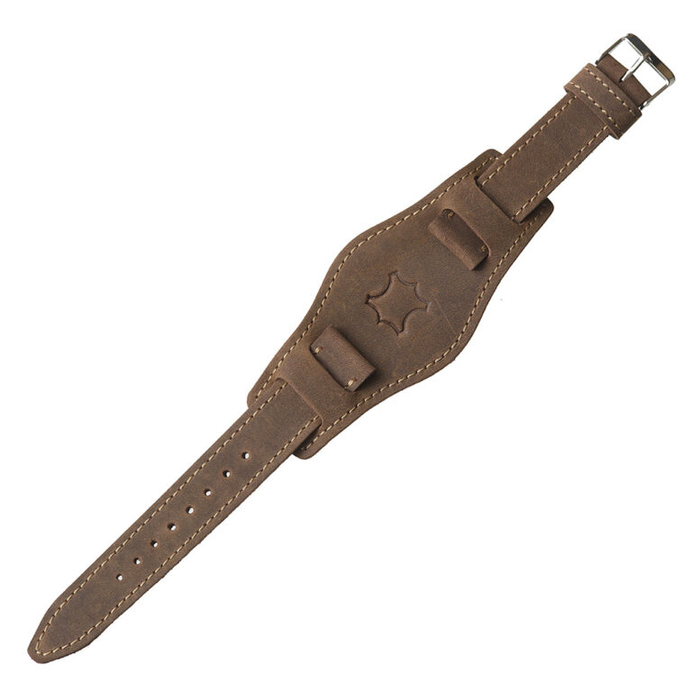 Magyar gyártású, jó minőségű valódi bőr pilóta óraszíj, barna színben.