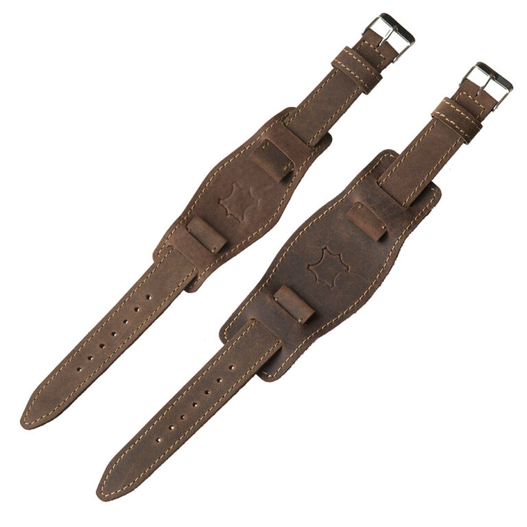 Magyar gyártású, jó minőségű valódi bőr pilóta óraszíj, barna színben.