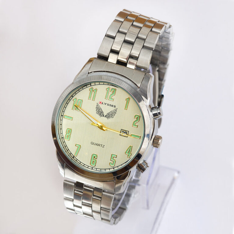 Lysses analóg férfi karóra, quartz szerkezettel és acél szíjjal, naptáros