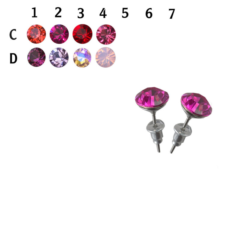 Nemesacél fülbevalók pink árnyalatokban,, gondosan csiszolt ragyogó Swanis osztrák kristály kővel