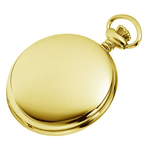 Elegáns, kerek formájú analóg zsebóra lánccal, arany színű, gravirozható