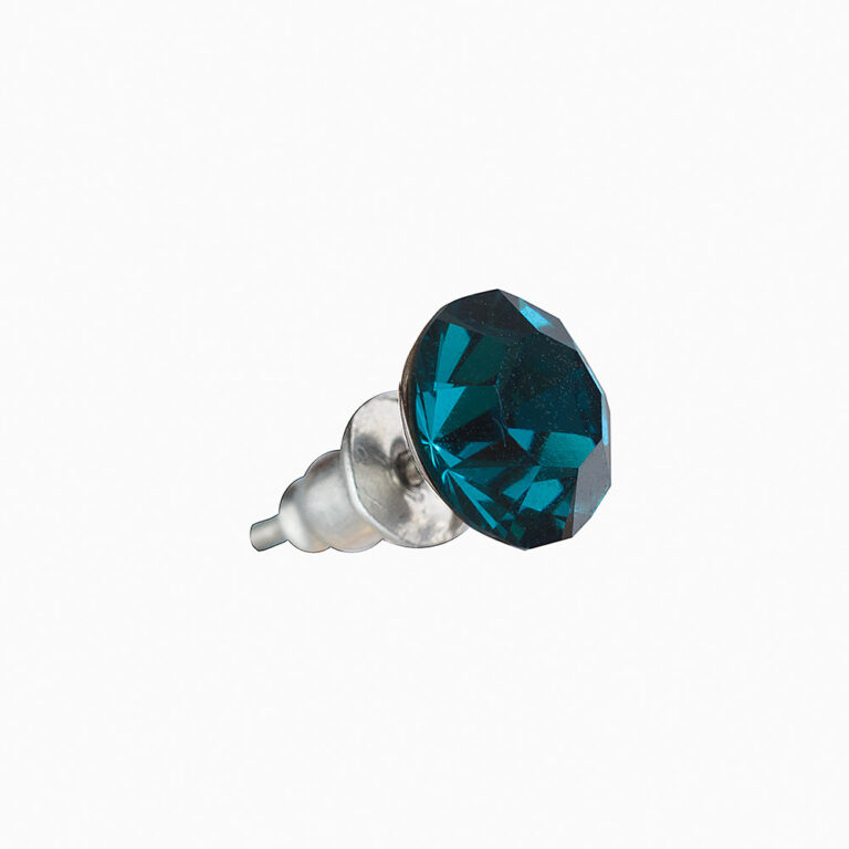 Nemesacél fülbevaló, Emerald, smaragdzöld színben, gondosan csiszolt ragyogó Swanis osztrák kristály kővel, átmérő 8.0 mm.